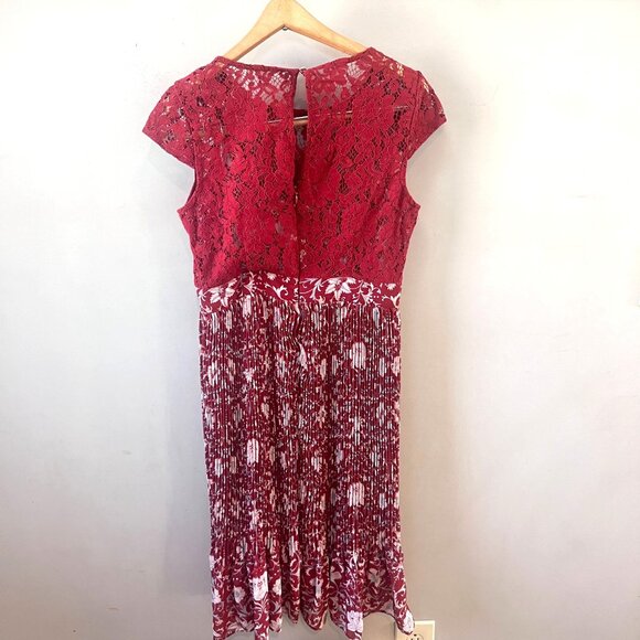 Anthropologie Plenty By Tracy Reese Arcadia Midi Lace and Pleated Skirt Dress- 2 - Picture 3 of 5